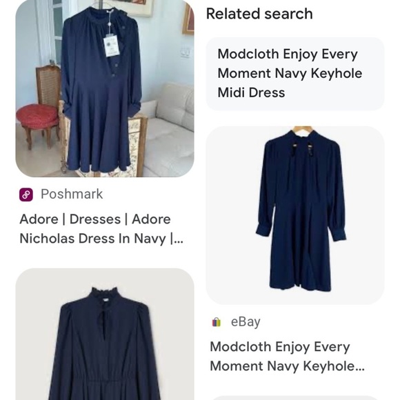 ModCloth Keyhole Navy Midi Dress Long Sleeve Size 22 NWT - Picture 2 of 13